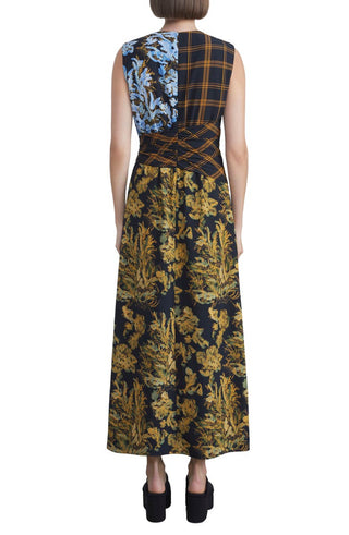 Lafayette 148 New York Women's Mixed Print Twist Waist Sleeveless Midi Dress Yellow Size 8