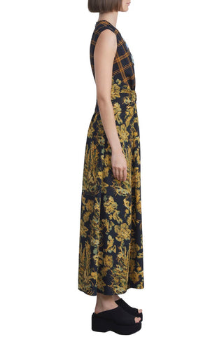 Lafayette 148 New York Women's Mixed Print Twist Waist Sleeveless Midi Dress Yellow Size 8