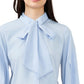 CeCe Women's Tie Neck Blouse Blue Size Medium