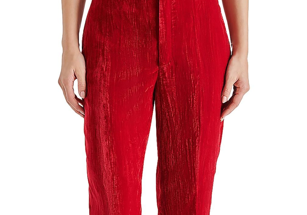 Steve Madden Mercer Crushed Velvet Pants Red