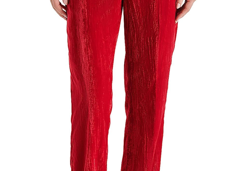 Steve Madden Mercer Crushed Velvet Pants Red