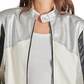 Steve Madden Helayna Color Blocked Moto Jacket Silver