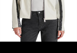 Steve Madden Helayna Color Blocked Moto Jacket Silver