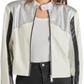 Steve Madden Helayna Color Blocked Moto Jacket Silver