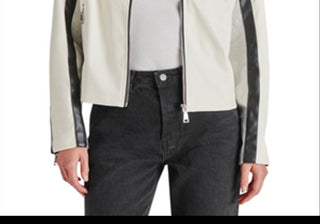 Steve Madden Helayna Color Blocked Moto Jacket Silver