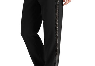 Steve Madden Waverly Sequin Stripe Kick Flare Pants Black