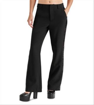 Steve Madden Waverly Sequin Stripe Kick Flare Pants Black