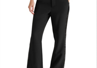Steve Madden Waverly Sequin Stripe Kick Flare Pants Black