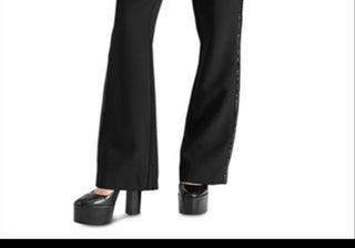 Steve Madden Waverly Sequin Stripe Kick Flare Pants Black