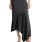 Steve Madden Lucille Satin Asymmetric Midi Skirt Black