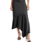 Steve Madden Lucille Satin Asymmetric Midi Skirt Black