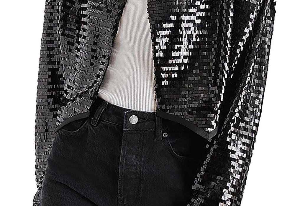 Steve Madden Juliet Cropped Piano Sequin Bolero Black