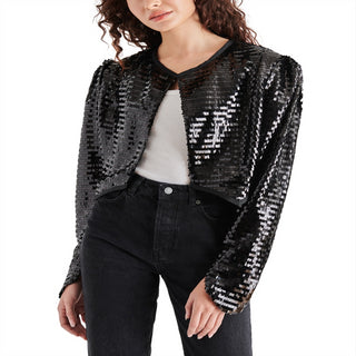 Steve Madden Juliet Cropped Piano Sequin Bolero Black