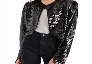 Steve Madden Juliet Cropped Piano Sequin Bolero Black