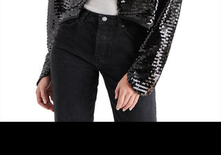 Steve Madden Juliet Cropped Piano Sequin Bolero Black