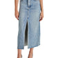 Steve Madden Women's Avani Front-Slit Denim Maxi Skirt Blue