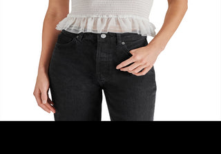 Steve Madden Rhiannon Smocked Tulle Top White