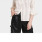 A New Day Women's Cream Striped Shirt Long Sleeve Button-Front Size M