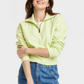 Lime Green Women's Cropped Quarter Zip Sweatshirt - Universal Thread Size L