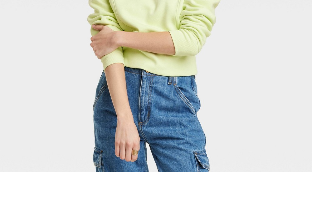 Lime Green Women's Cropped Quarter Zip Sweatshirt - Universal Thread Size L