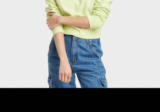 Lime Green Women's Cropped Quarter Zip Sweatshirt - Universal Thread Size L