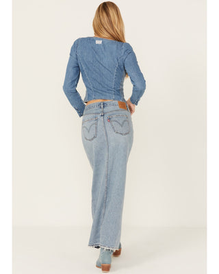 Levi s Women s Premium Ankle Column Denim Skirt Light Wash Blue