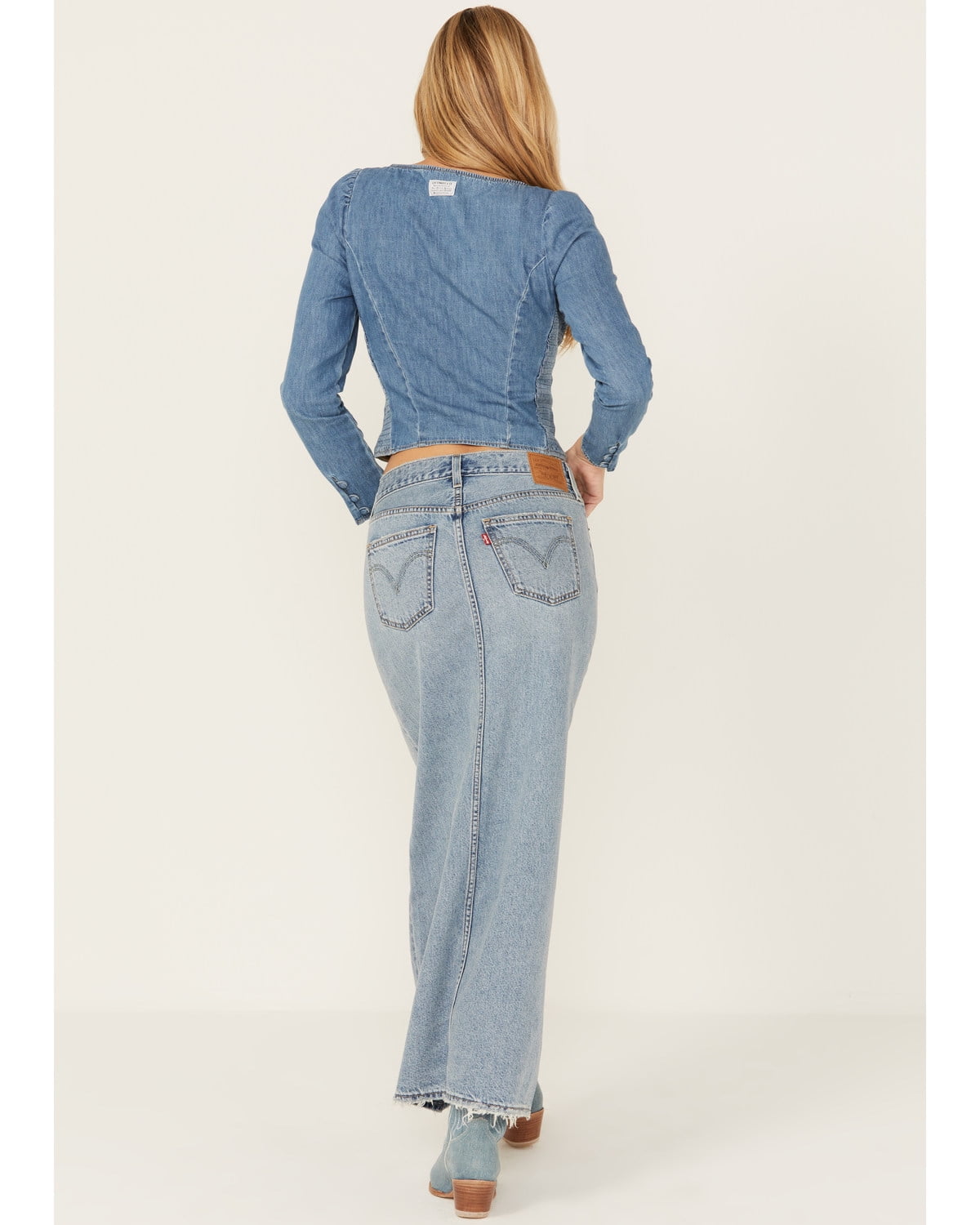 Levi s Women s Premium Ankle Column Denim Skirt Light Wash Blue