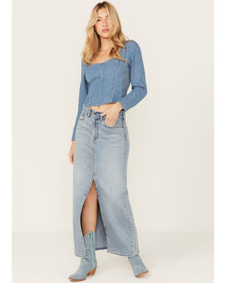 Levi s Women s Premium Ankle Column Denim Skirt Light Wash Blue