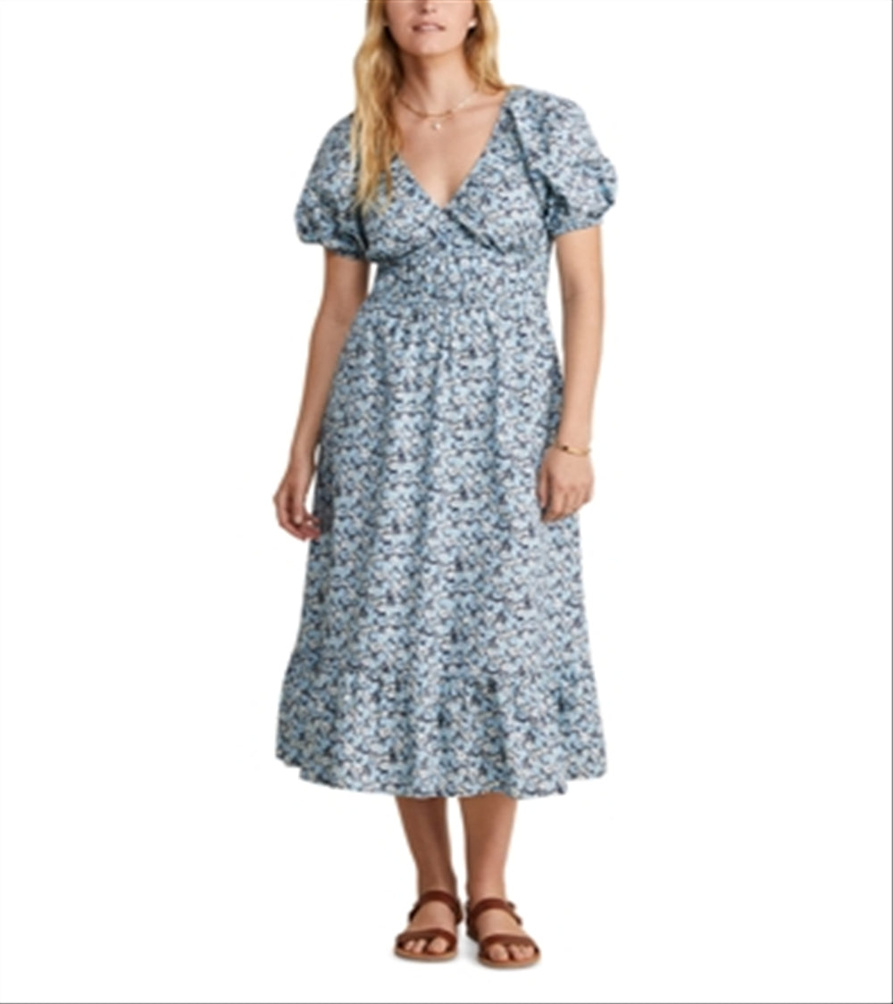 Vineyard Vines Poplin Puff Sleeve Midi Dress