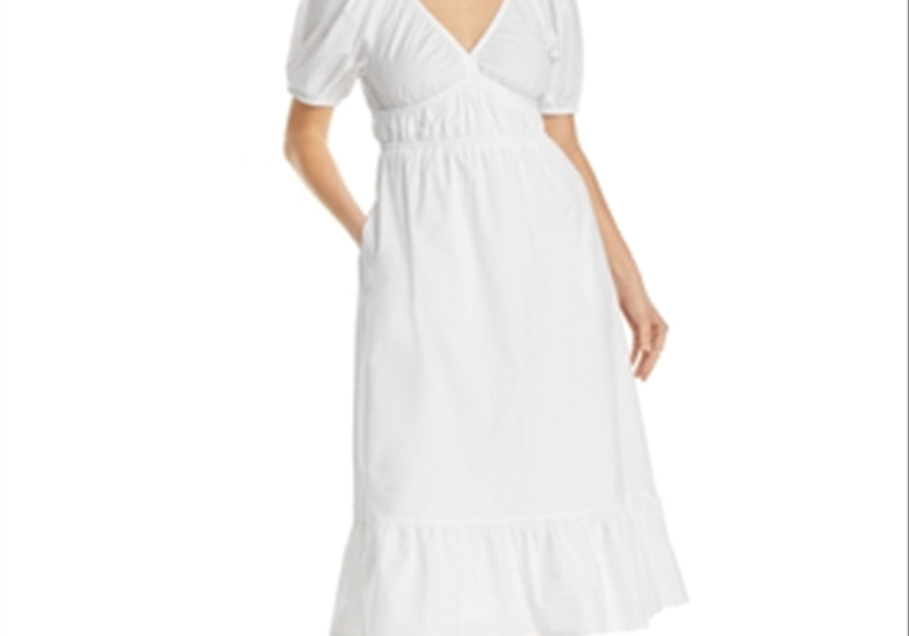 Vineyard Vines Poplin Puff Sleeve Midi Dress