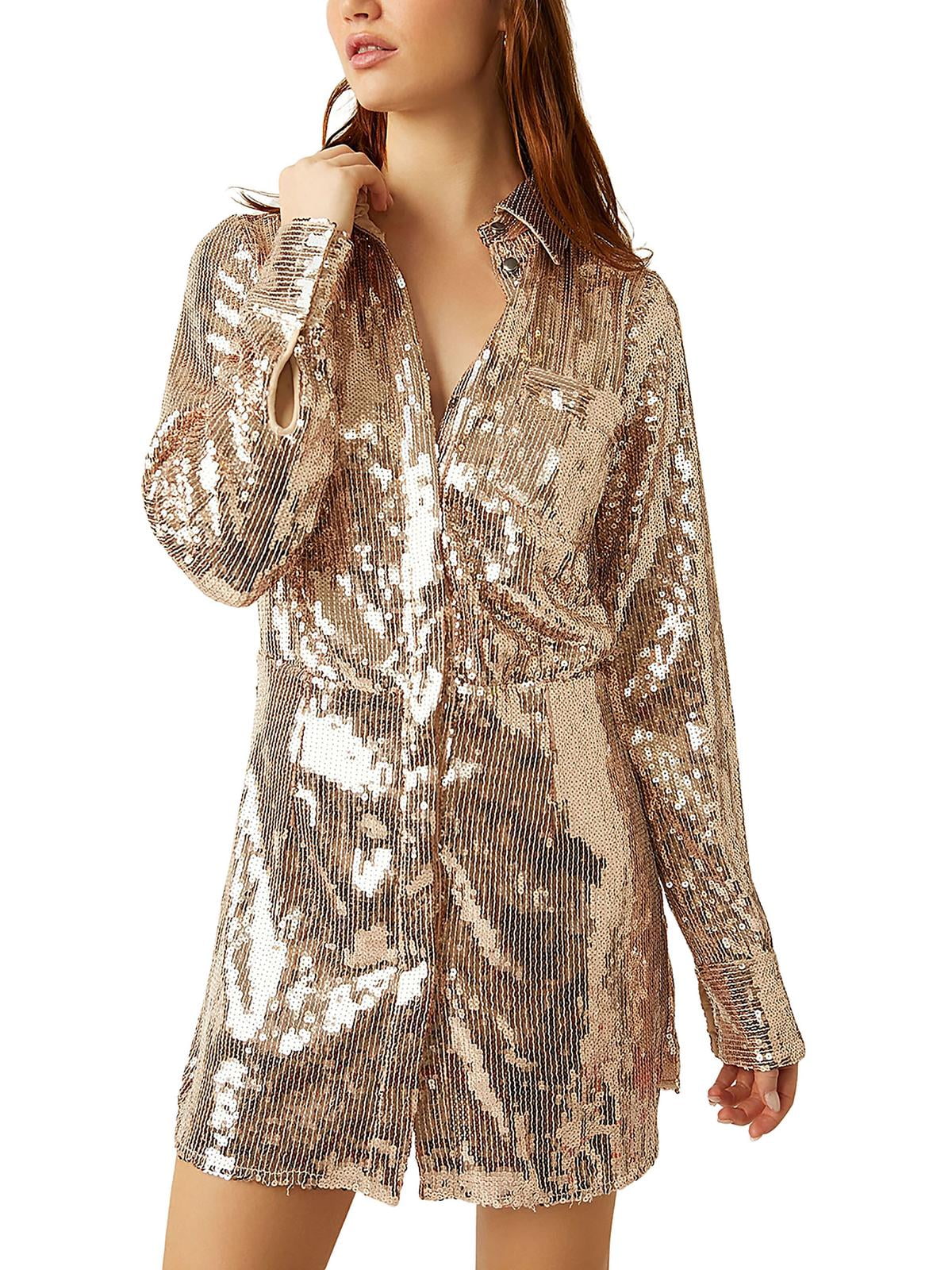 Free People Sophie Sequin Mini Dress Yellow