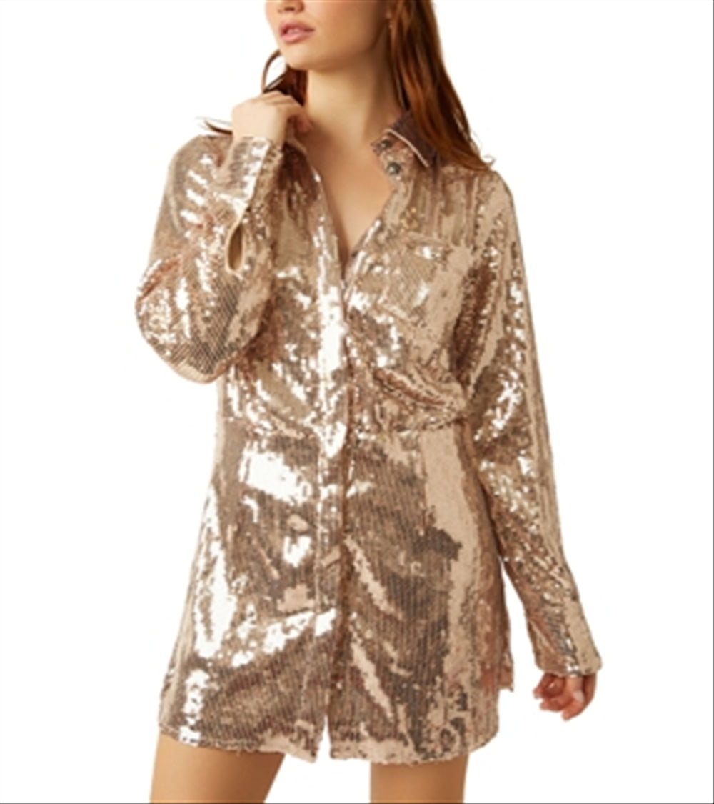 Free People Sophie Sequin Mini Dress Yellow