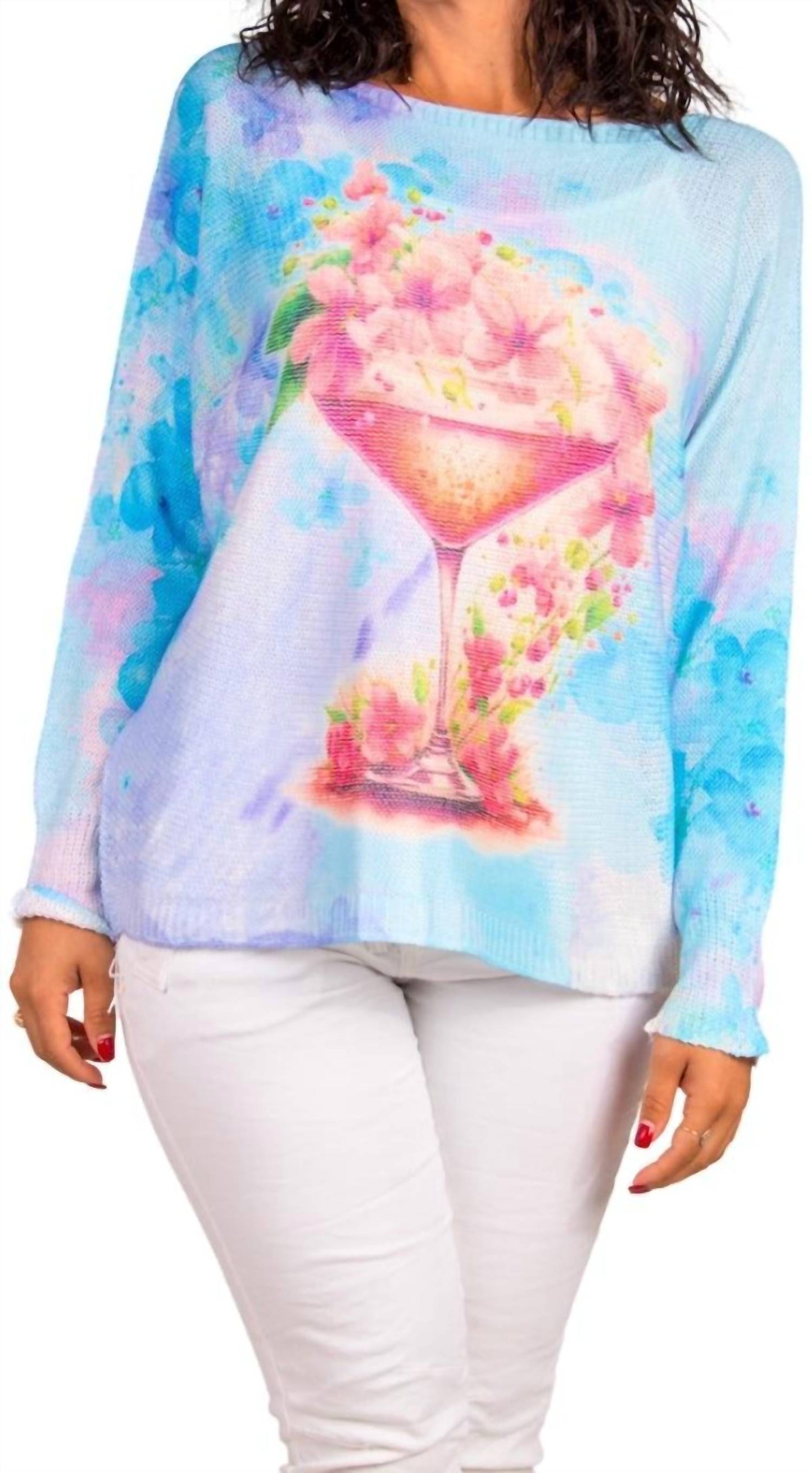 Gigi Moda - Daria Batwing Sweater With Martini Print