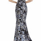 Jovani - Floral sequin off the shoulder gown