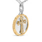 14K Yellow Gold Plated Sterling Silver 1/10 Cttw Diamond Cross Medallion Pendant Necklace