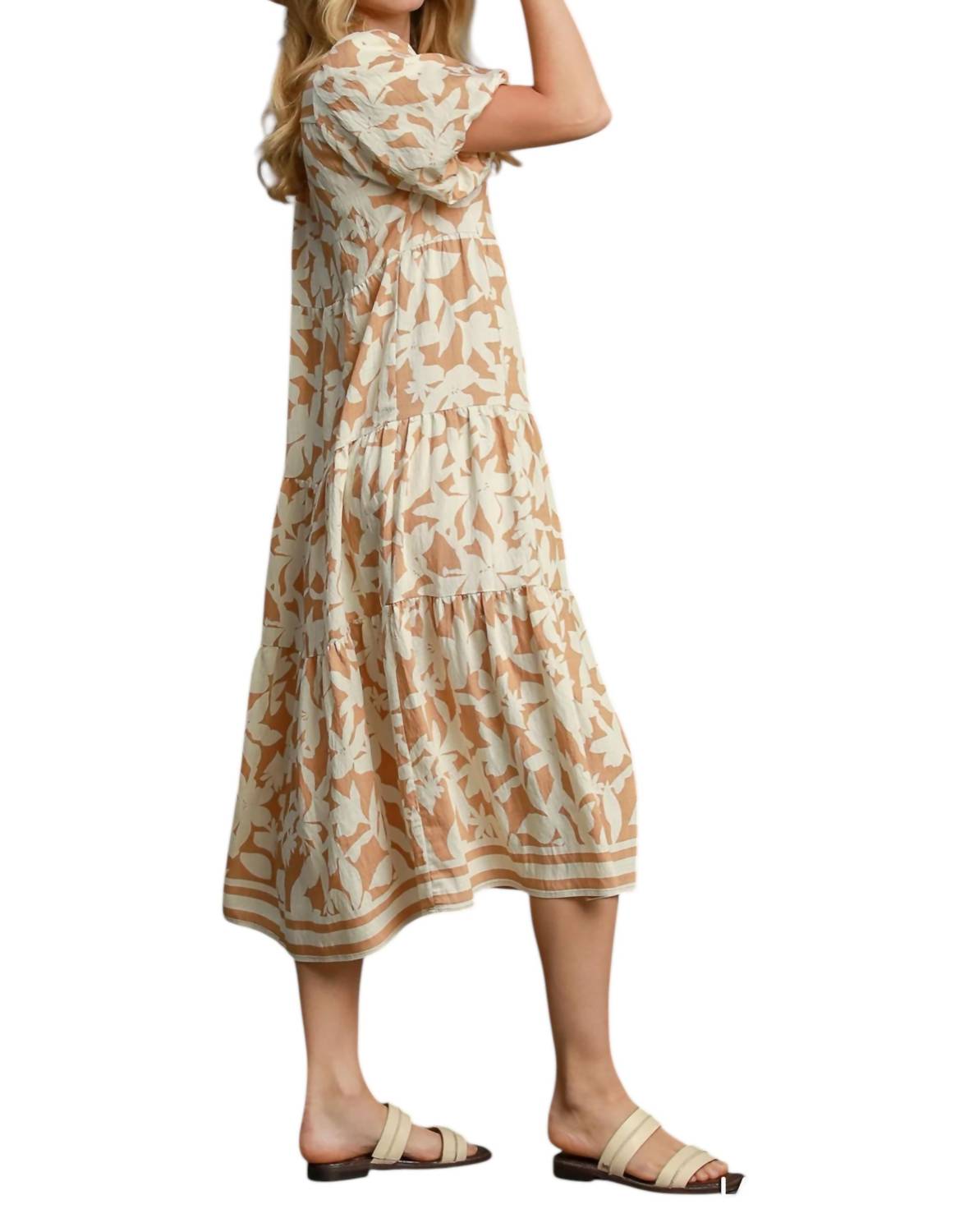 Umgee - Botanical Print A-line Tiered Dress