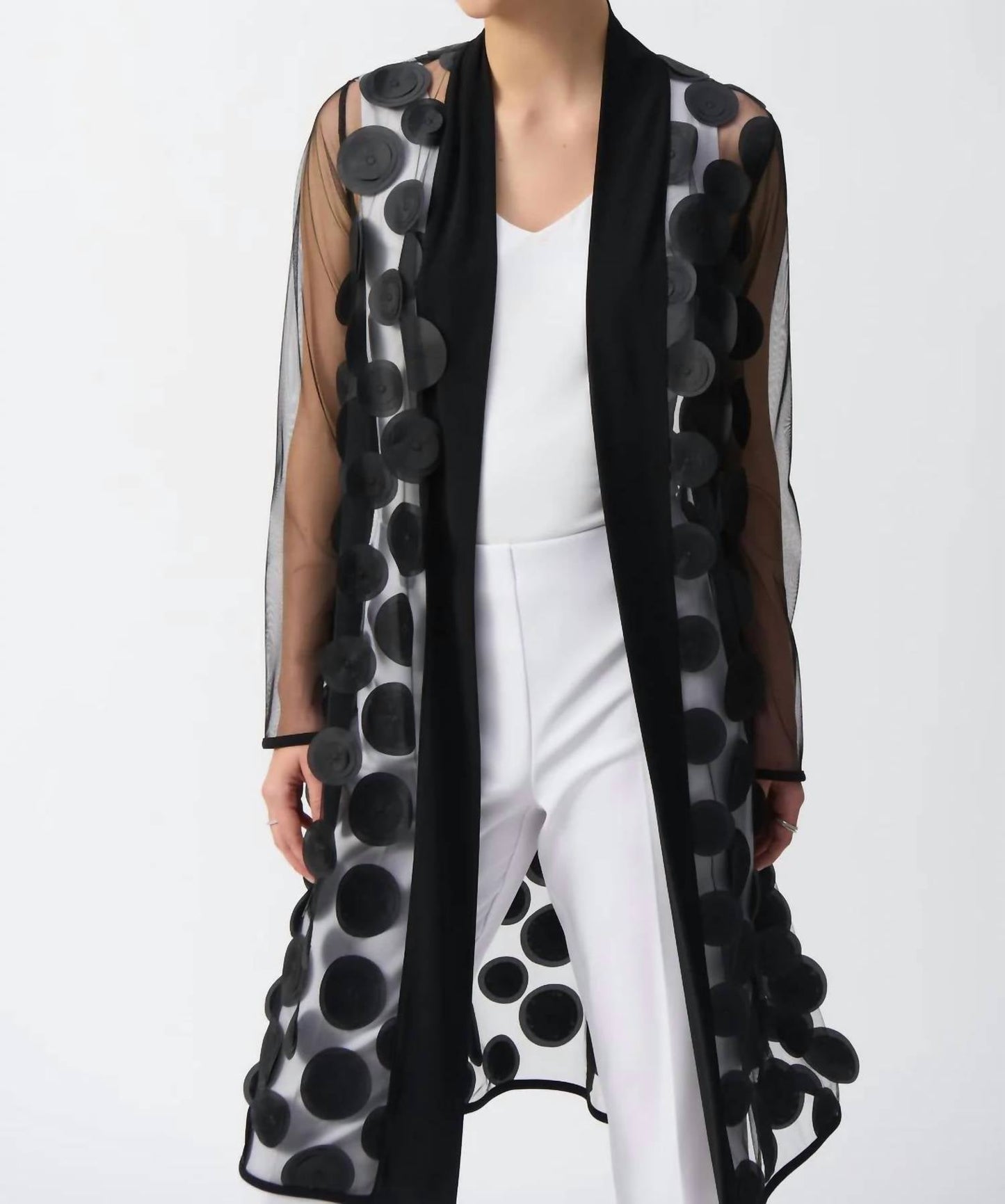 Joseph Ribkoff - Dots Appliqué Mesh Cover Up Jacket
