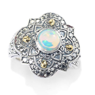 Artisan Silver by Samuel B. 18K Gold Accented 7mm Ethiopian Opal Ring