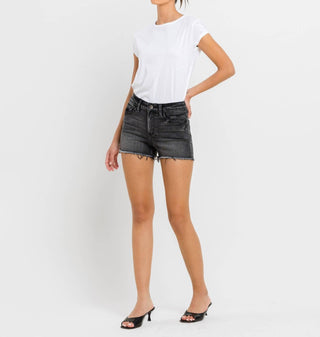 Lovervet - High Rise Raw Hem Denim Shorts