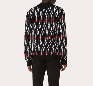 Valentino - Geometric Pattern Crew Neck Sweater