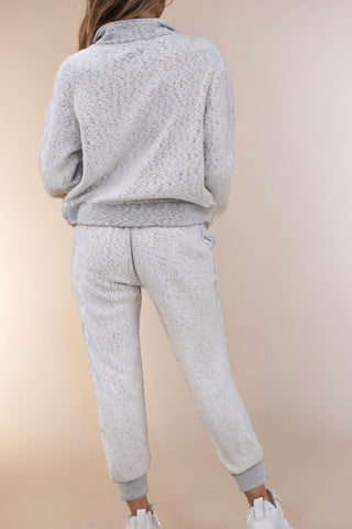 La Society - Half Zip Pullover Top & Drawstring Joggers Set