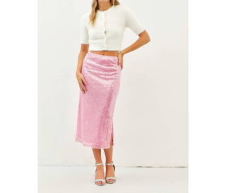 Idem Ditto - Mermaid Sequin Midi Skirt With Side Slit