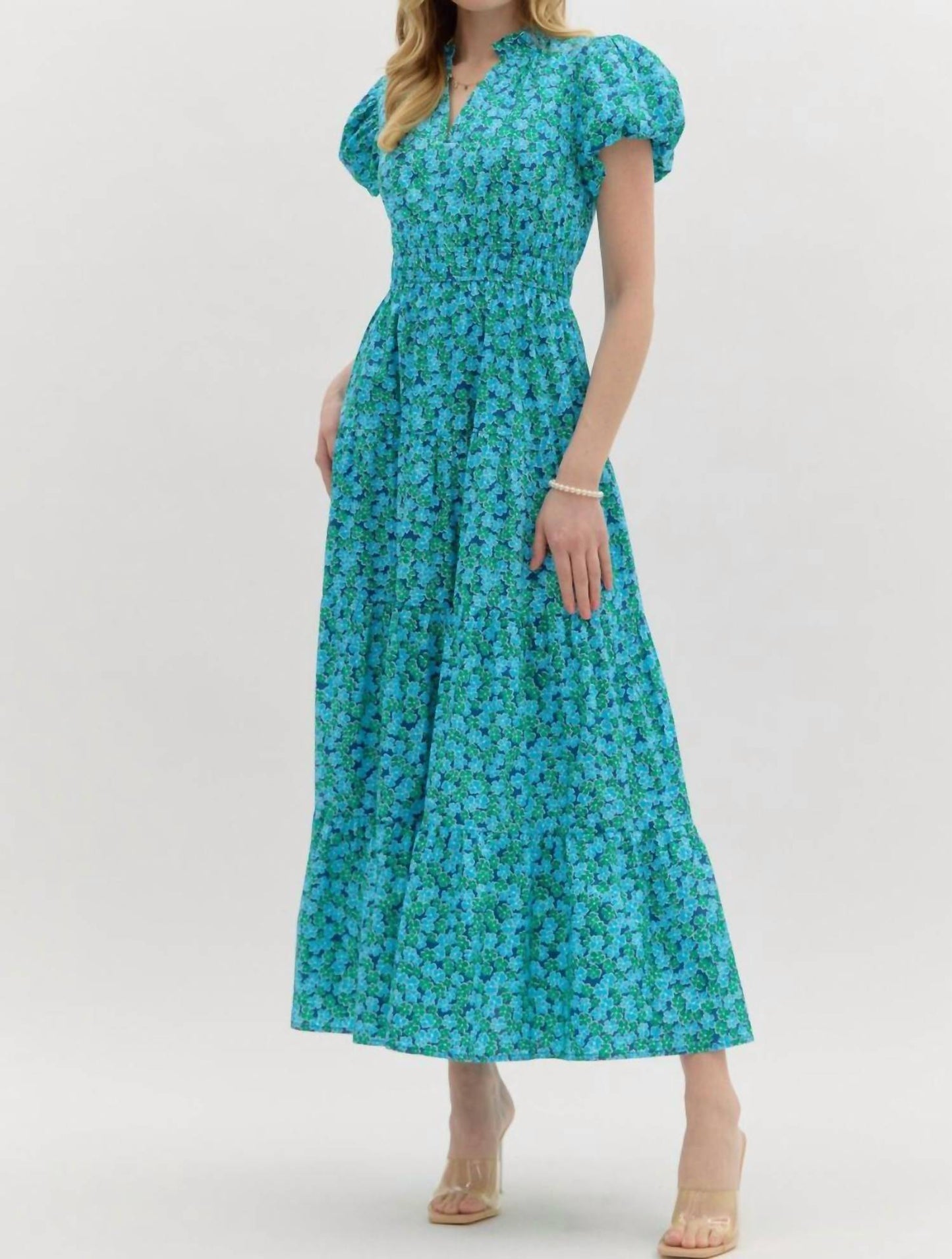 Entro - Floral puff sleeves Maxi Dress