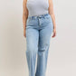 Judy Blue - Mid Rise Retro Fold-over Waistband Wide Leg Jeans