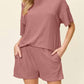 Double Take - Chic Round Neck T-shirt & Shorts Set