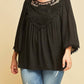 Entro - Crochet Lace Flare Sleeve Top - Plus