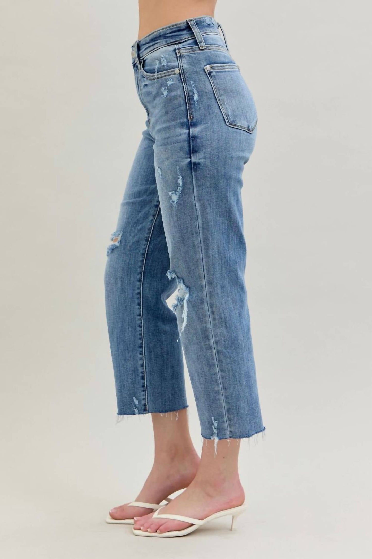 Judy Blue - High Waist Destroy Wide Leg Crop Denim Jeans