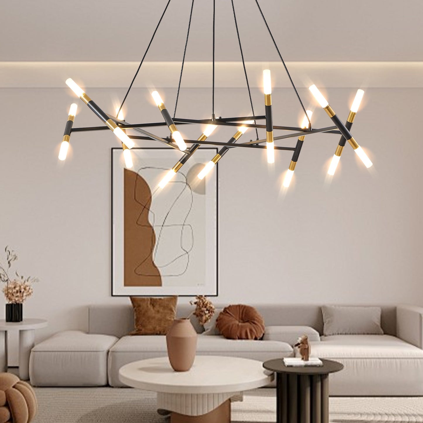 41'' Black & Gold Modern Chandelier Light Fixture