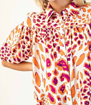 Gigio - Leopard Print Button Down Blouse