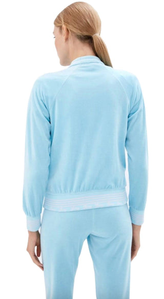 Juicy Couture - Women Doo Wop Snap Collar Velour Track Jacket L